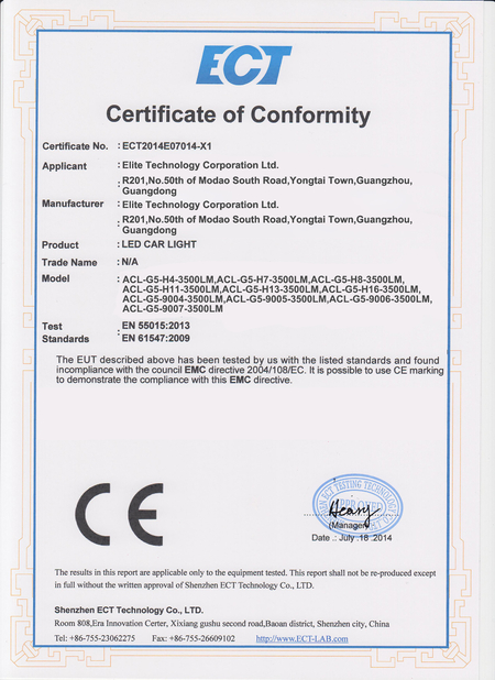 Cina Guangzhou Elite Lighting Technology Corp. Ltd Sertifikasi